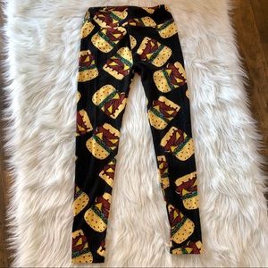 LuLaRoe Hamburger Leggings. OS